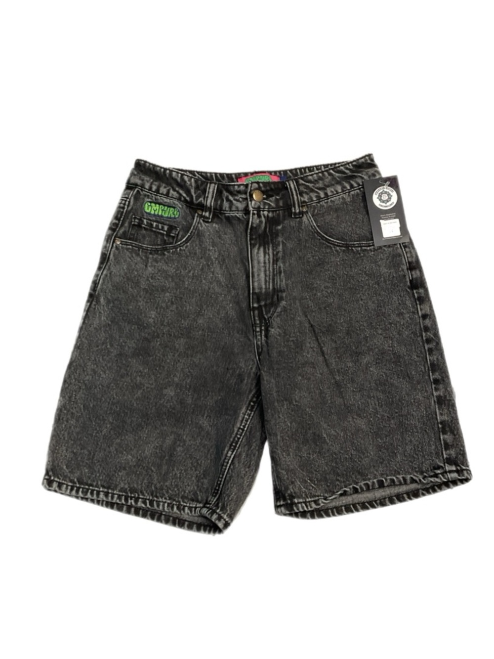Empyre Y2K Style Black Acid Wash Baggy Denim Jorts Skater Shorts